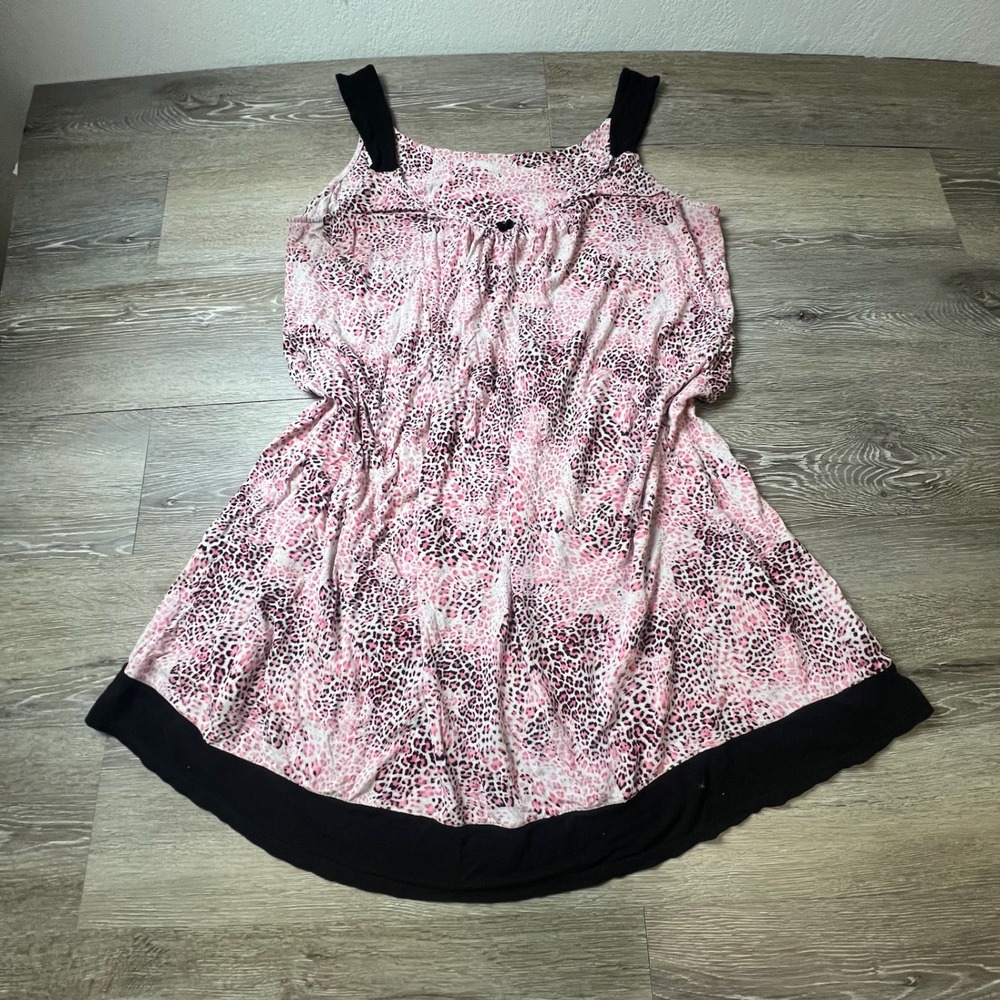 George Nightgown Women XL Pink Leopard Print Sleeveless Chemise Sleep‎ Dress